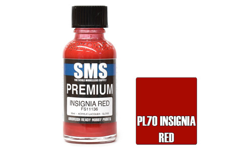 SMS PL70 Premium Insignia Red 30ml Lacquer Model Paint for airbrushing at MAS Hobbies Perth