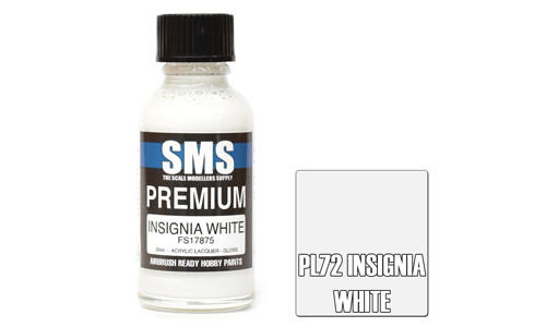 SMS PL72 Premium Insignia White 30ml Lacquer Model Paint for airbrushing at MAS Hobbies Perth