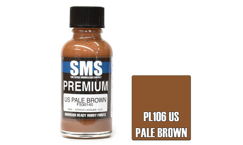 SMS PL106 Premium US Pale Brown 30ml Lacquer Model Paint for airbrushing at MAS Hobbies Perth