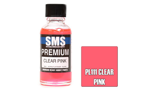 SMS PL111 Premium Clear Pink 30ml Lacquer Model Paint for airbrushing at MAS Hobbies Perth