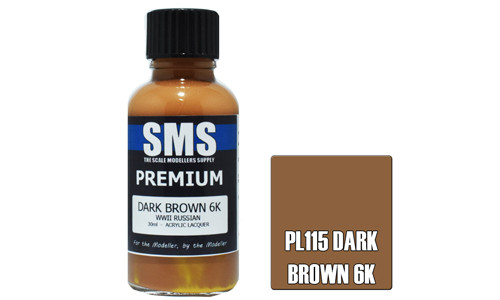 SMS PL115 Premium Dark Brown 6K 30ml Lacquer Model Paint for airbrushing at MAS Hobbies Perth