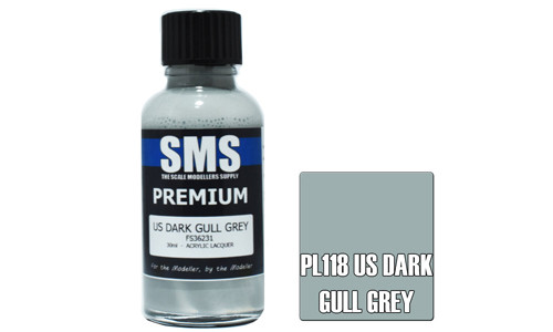 SMS PL118 Premium US Dark Gull Grey 30ml Lacquer Model Paint for airbrushing at MAS Hobbies Perth