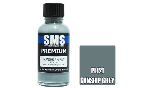 SMS PL121 Premium Gunship Grey 30ml Lacquer Model Paint for airbrushing at MAS Hobbies Perth