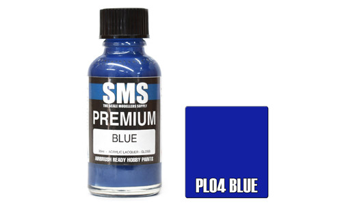 SMS PL04 Premium Blue 30ml Lacquer Model Paint for airbrushing at MAS Hobbies Perth