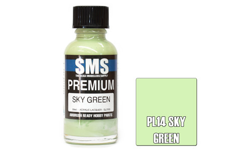 SMS PL14 Premium Sky Green 30ml Lacquer Model Paint for airbrushing at MAS Hobbies Perth