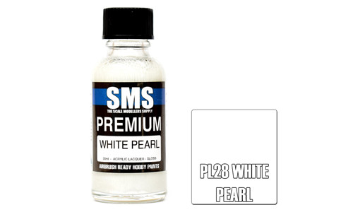 SMS PL28 Premium White Pearl 30ml Lacquer Model Paint for airbrushing at MAS Hobbies Perth