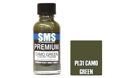 SMS PL31 Premium Camo Green 30ml Lacquer Model Paint for airbrushing at MAS Hobbies Perth