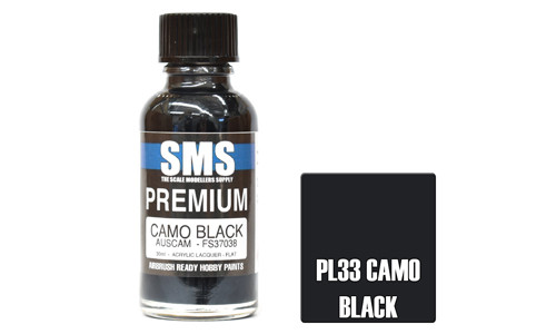 SMS PL33 Premium Camo Black 30ml Lacquer Model Paint for airbrushing at MAS Hobbies Perth