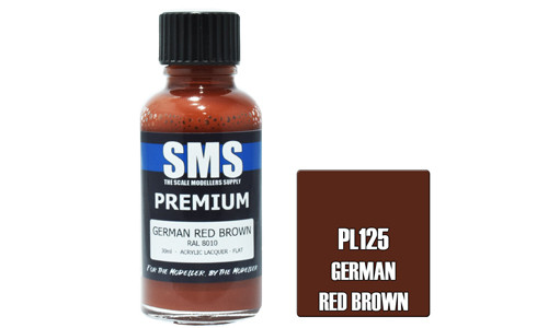 SMS PL125 Premium German Red Brown 30ml Lacquer Model Paint for airbrushing at MAS Hobbies Perth