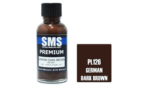 SMS PL126 Premium German Dark Brown 30ml Lacquer Model Paint for airbrushing at MAS Hobbies Perth
