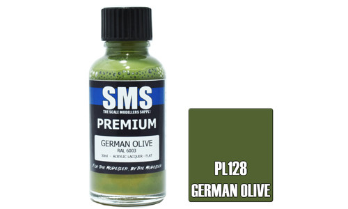 SMS PL128 Premium German Olive 30ml Lacquer Model Paint for airbrushing at MAS Hobbies Perth