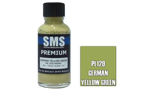 SMS PL129 Premium German Yellow Green 30ml Lacquer Model Paint for airbrushing at MAS Hobbies Perth