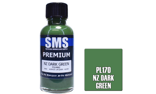 SMS PL170 Premium NZ Dark Green 30ml Lacquer Model Paint for airbrushing at MAS Hobbies Perth