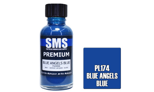 SMS PL174 Premium Blue Angels Blue 30ml Lacquer Model Paint for airbrushing at MAS Hobbies Perth