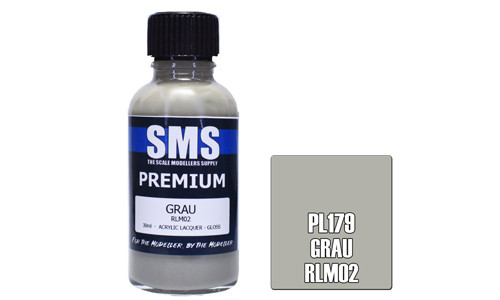 SMS PL179 Premium Grau RLM02 30ml Lacquer Model Paint for airbrushing at MAS Hobbies Perth
