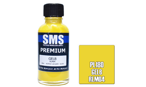 SMS PL180 Premium Gelb RLM04 30ml Lacquer Model Paint for airbrushing at MAS Hobbies Perth