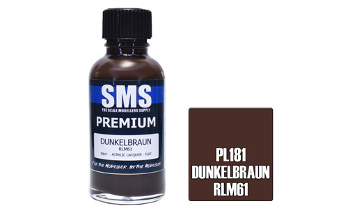 SMS PL181 Premium Dunkelbraun RLM61 30ml Lacquer Model Paint for airbrushing at MAS Hobbies Perth