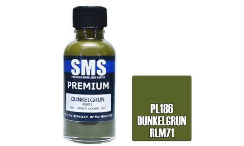SMS PL186 Premium DunkelgrÃ¼n RLM71 30ml Lacquer Model Paint for airbrushing at MAS Hobbies Perth