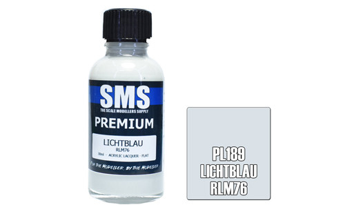 SMS PL189 Premium Lichtblau RLM76 30ml Lacquer Model Paint for airbrushing at MAS Hobbies Perth