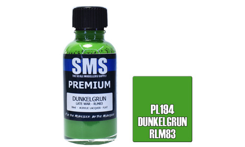 SMS PL194 Premium DunkelgrÃ¼n RLM83 30ml Lacquer Model Paint for airbrushing at MAS Hobbies Perth