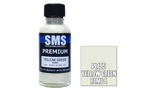 SMS PL195 Premium Yellow Green RLM84 30ml Lacquer Model Paint for airbrushing at MAS Hobbies Perth