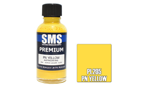 SMS PL205 Premium PN Yellow 30ml Lacquer Model Paint for airbrushing at MAS Hobbies Perth
