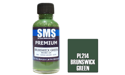 SMS PL214 Premium Brunswick Green 30ml Lacquer Model Paint for airbrushing at MAS Hobbies Perth