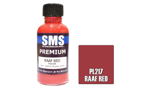 SMS PL217 Premium RAAF Red 30ml Lacquer Model Paint for airbrushing at MAS Hobbies Perth