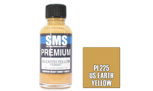 SMS PL225 Premium US Earth Yellow 30ml Lacquer Model Paint for airbrushing at MAS Hobbies Perth