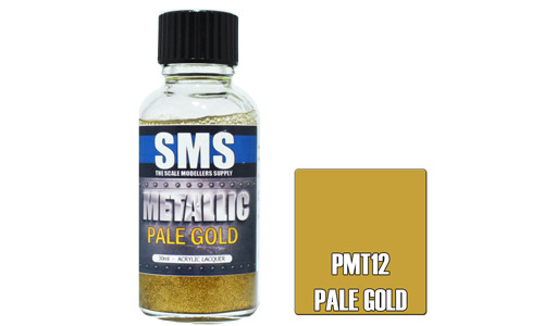 SMS PMT12 Metallic Pale Gold 30ml Lacquer Model Paint for airbrushing at MAS Hobbies Perth