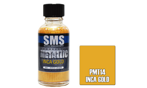 SMS PMT14 Metallic Inca Gold 30ml Lacquer Model Paint for airbrushing at MAS Hobbies Perth