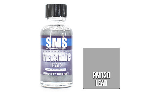 SMS PMT20 Metallic Lead 30ml Lacquer Model Paint for airbrushing at MAS Hobbies Perth