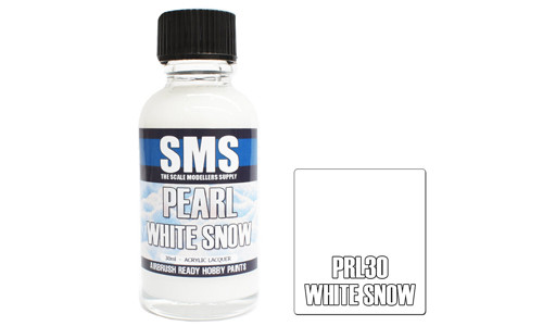 SMS PRL30 Pearl White Snow 30ml Lacquer Model Paint for airbrushing at MAS Hobbies Perth