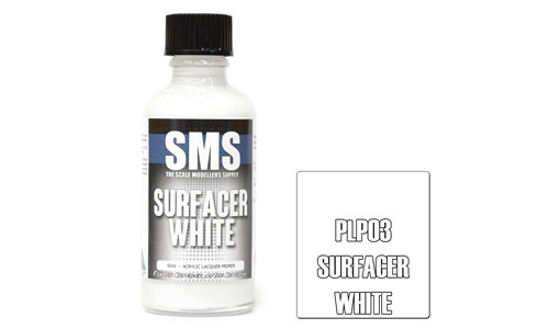 SMS PLP03 Primer Surfacer White 50ml Lacquer Model Paint for airbrushing at MAS Hobbies Perth