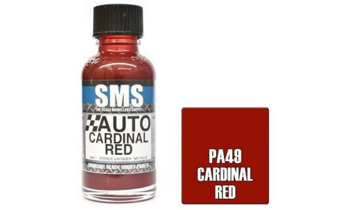 SMS PA49 Auto Colour CARDINAL RED 30ml Lacquer Model Paint for airbrushing at MAS Hobbies Perth