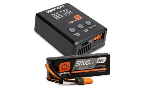 Spektrum SPMX-1032 Smart Powerstage Surface Bundle: 5000mAh 2S 50C LiPo Battery (IC5) / 100W S100 Charger