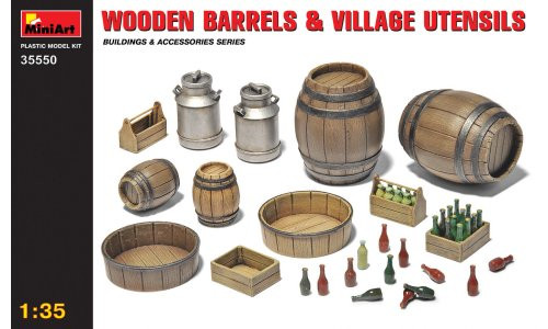 MiniArt 35550 Wooden Barrels & Village Utensils 1/35 Plastic Model Kit
