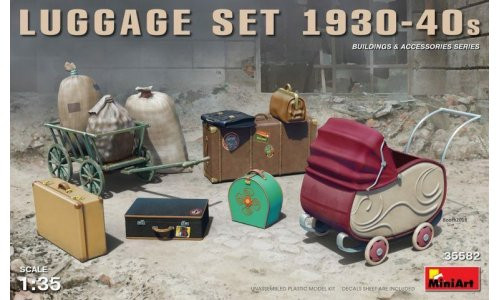 MiniArt 35582 1/35 scale plastic model 1930s 1940s vintage luggage suitcases diorama accessory at MAS Hobbies Perth