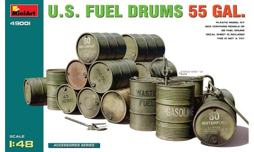 MiniArt 49001 U.S. Fuel Drums 55 Gal. 1/48 Plastic Model Kit
