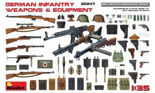 MiniArt 35247 German Infantry Weapons & Equipment 1/35 Plastic Model Kit