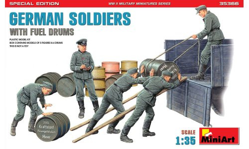 MiniArt 35366 German Soldiers With Fuel Drums, Special Edition (35041 & 35597 6 Drums) 1/35 Plastic Model Kit