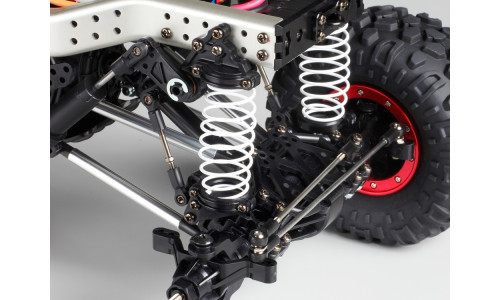 Rock Socker RC Truck – polycarbonate body, oil-filled shocks, and progressive coil springs
