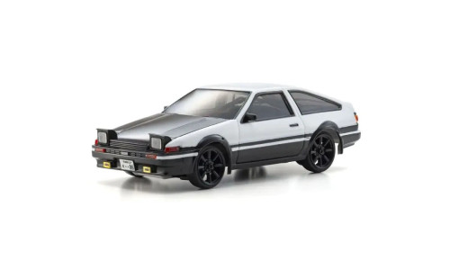 Kyosho Toyota Sprinter Trueno AE86 First Mini-Z in White/Black with accurate proportions and iconic Initial D-era styling