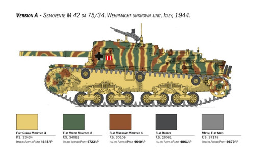Italeri Semovente M42 da 75/34 1/35 model kit offering display‑ready finish potential and precision construction