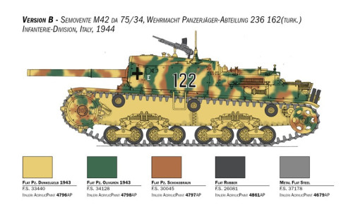 Italeri Semovente M42 da 75/34 Upgraded Edition 1/35 kit with detailed suspension, tracks and battlefield accessories