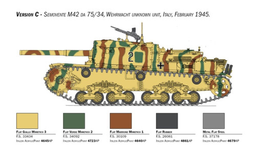 Italeri 1/35 Semovente M42 da 75/34 plastic model kit with accurate proportions and realistic Regio Esercito markings