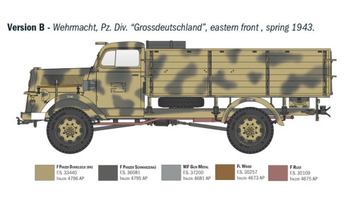 Italeri 1/35 Opel Blitz Typ A 4x4 model kit 6760 offering finely moulded parts, clean assembly and display-ready realism