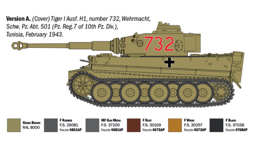 Italeri Tiger I Ausf. H (Tp) 1/35 6767 showcasing detailed turret features, realistic track components and historic battlefield character