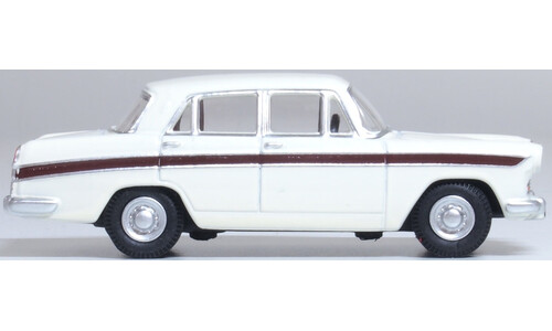 Oxford Diecast 76ACF007 Austin Cambridge Snowberry White/Embassy Maroon Miniature Replica