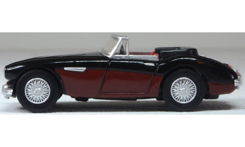 Oxford Diecast Austin Healey 3000 Black/Burgundy 1/76 scale diecast model with display‑ready finish